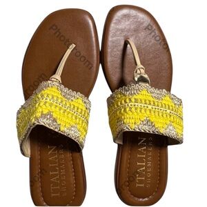 Italian Shoemakers Yellow Brown Thong Sandals